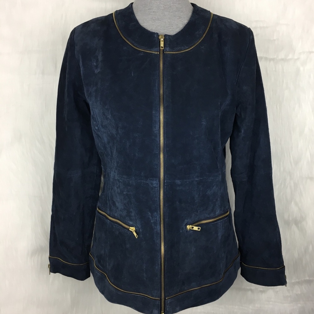 NWT Linea by Louis Dell’olio Suede Blue Jacket